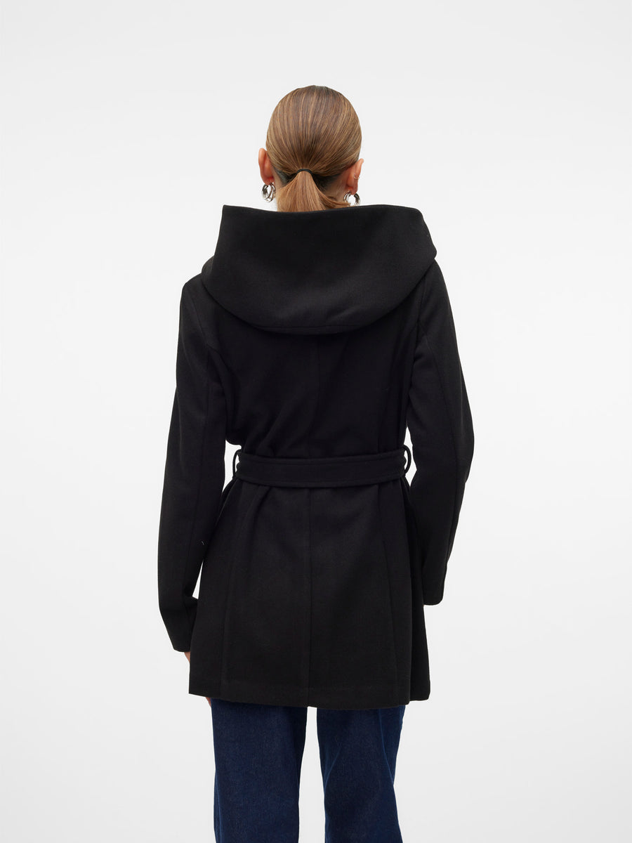 Popliva | High Neck Belted Jacket | Black