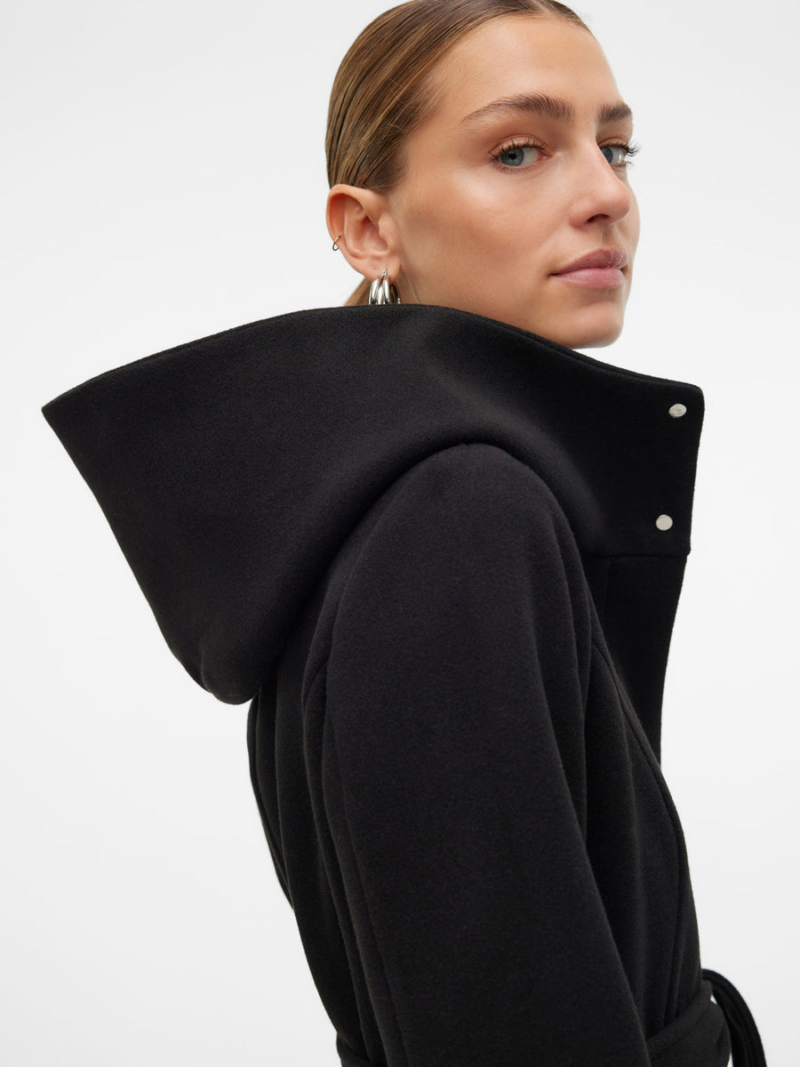 Popliva | High Neck Belted Jacket | Black