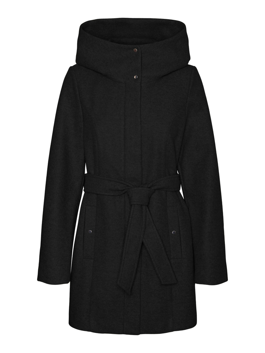 Popliva | High Neck Belted Jacket | Black