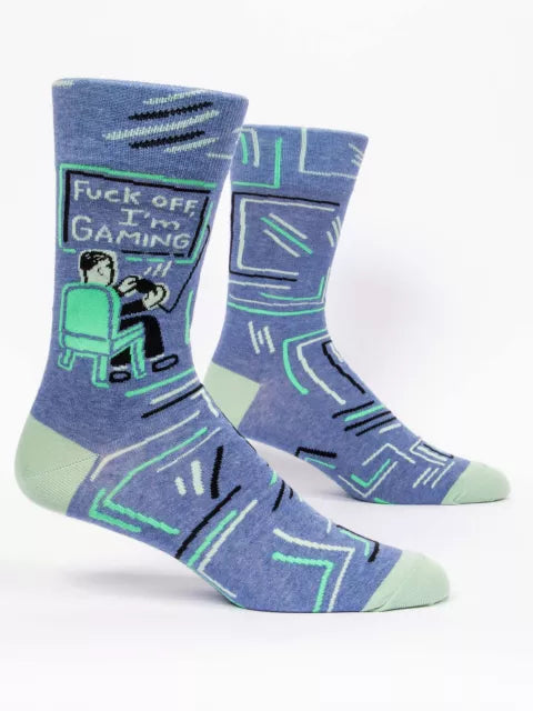 F*ck Off, I'm Gaming | Men's Crew Socks | Blue Q