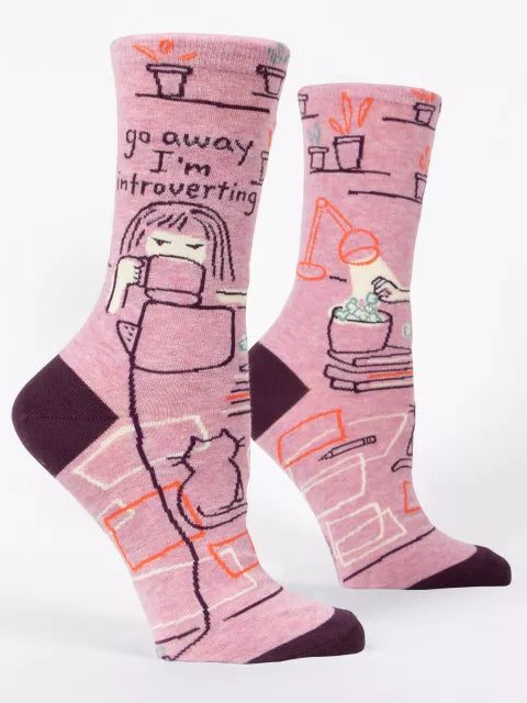 Go Away I'm Introverting | Women's Crew Socks | Blue Q