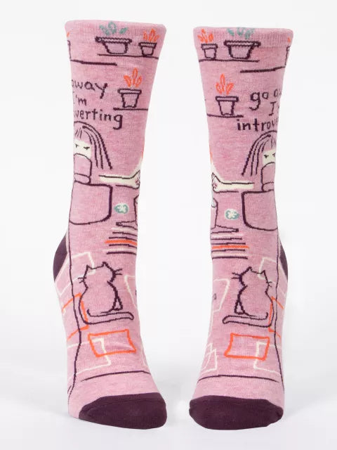 Go Away I'm Introverting | Women's Crew Socks | Blue Q