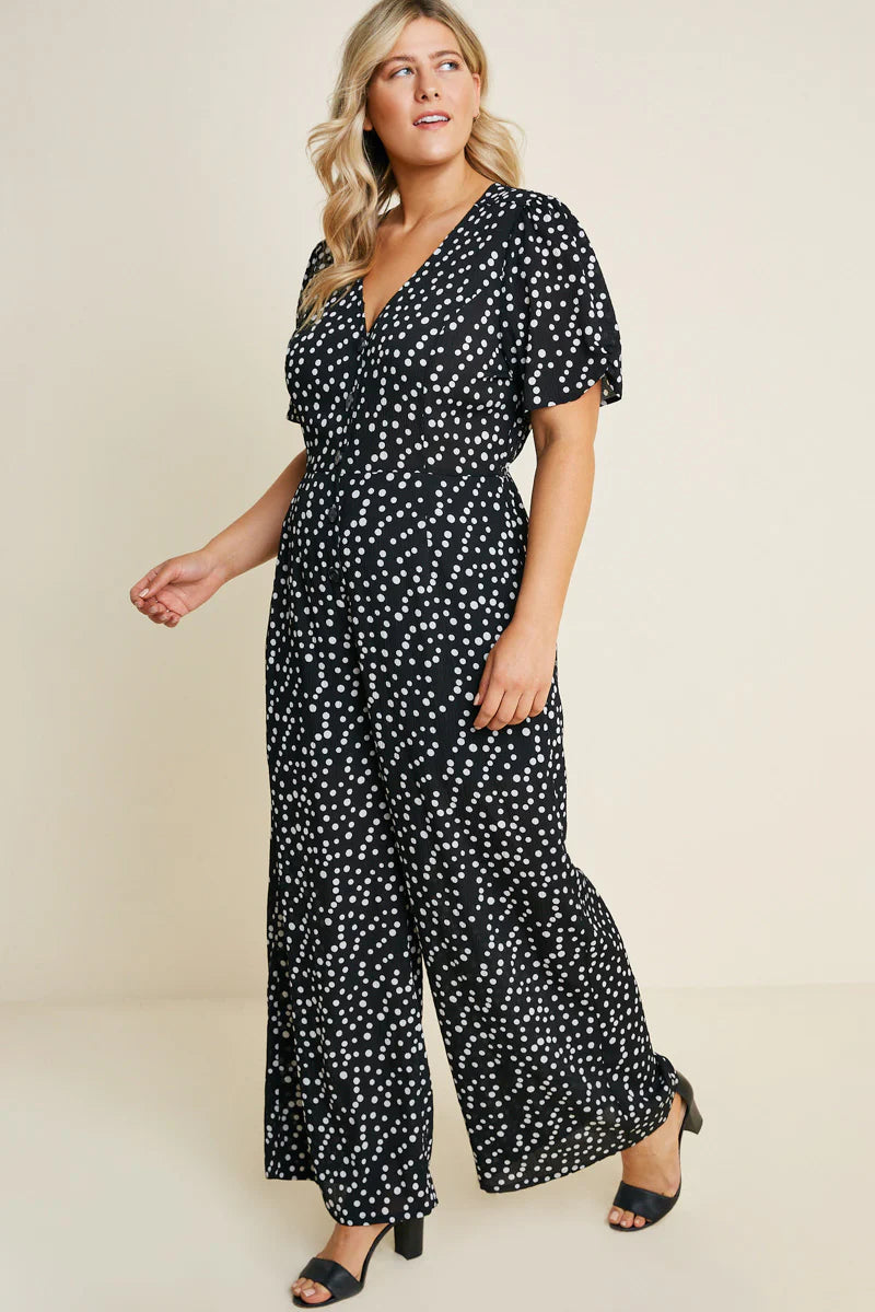 Annie | Button Down Polka Dot Jumpsuit