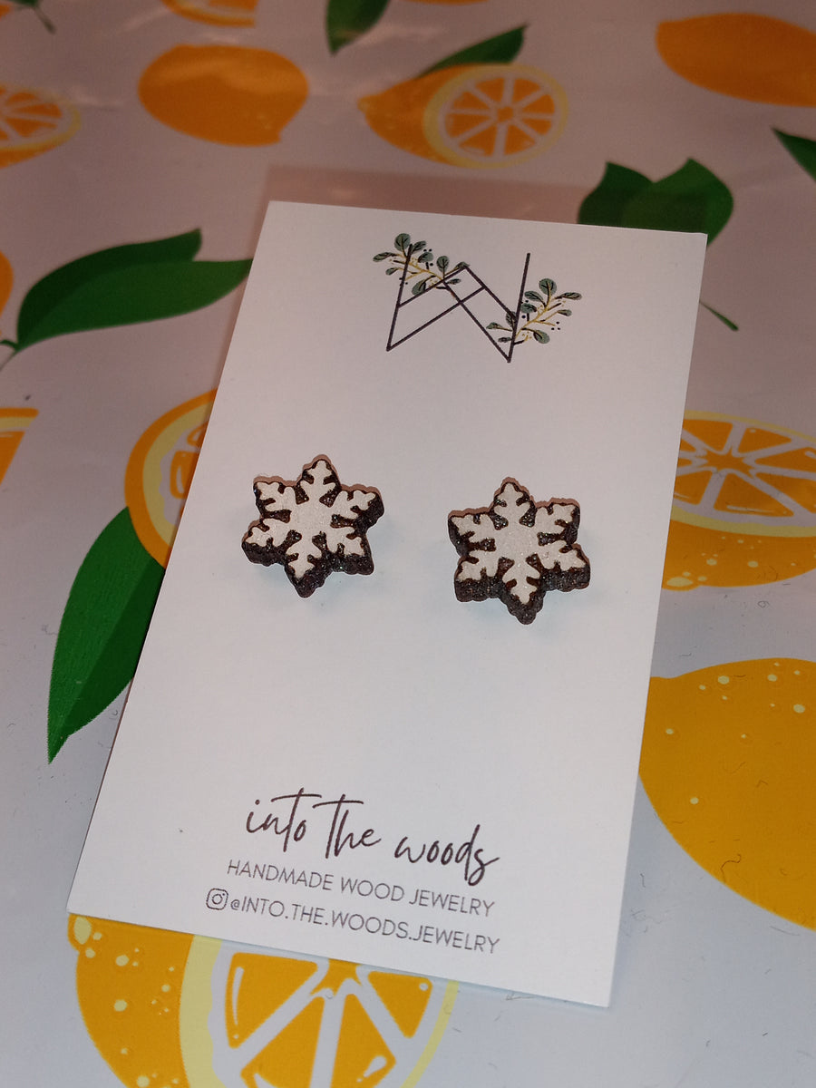 Wooden Snowflake Earrings