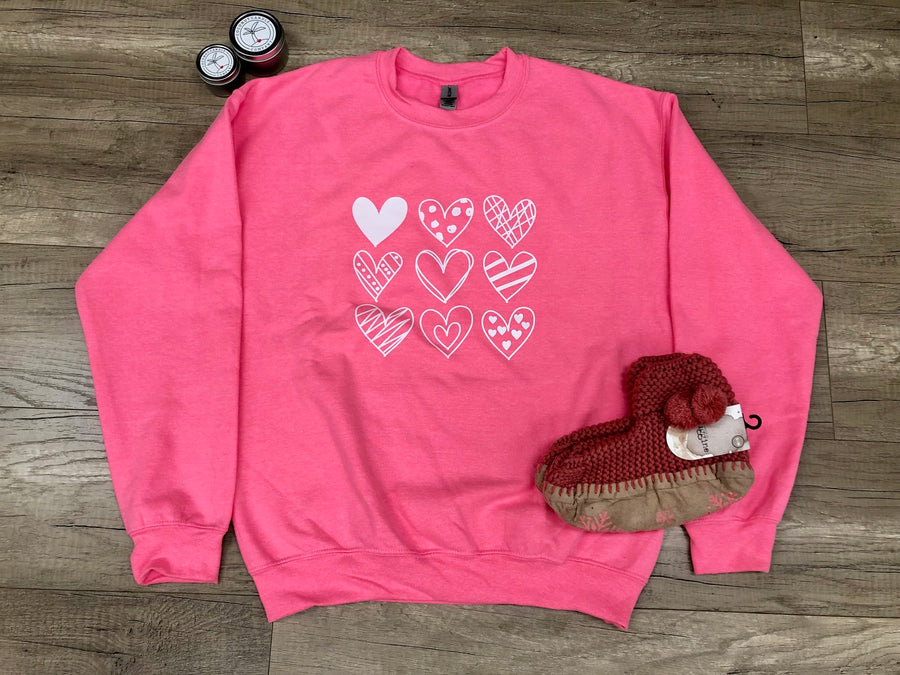 Heart Doodles | Crewneck Sweatshirt (Toddler 2T to Adult 5X)