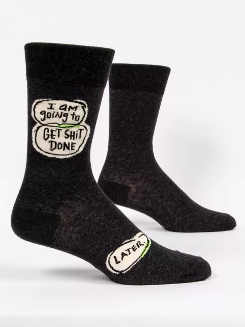 I Am Going To Get Sh*t Done...Later. | Men's Crew Socks | Blue Q