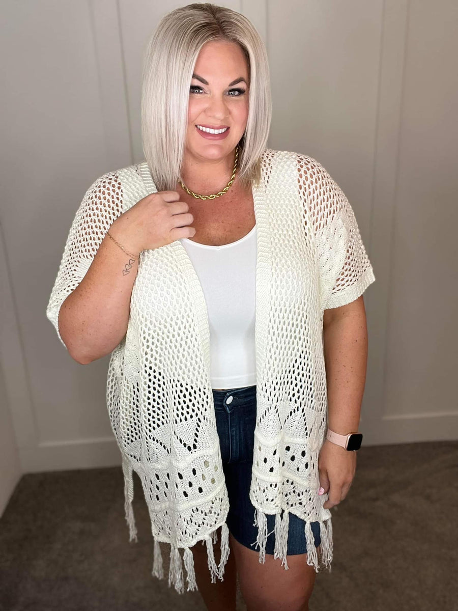 Mandy | Crochet Knit Cardigan | Cream