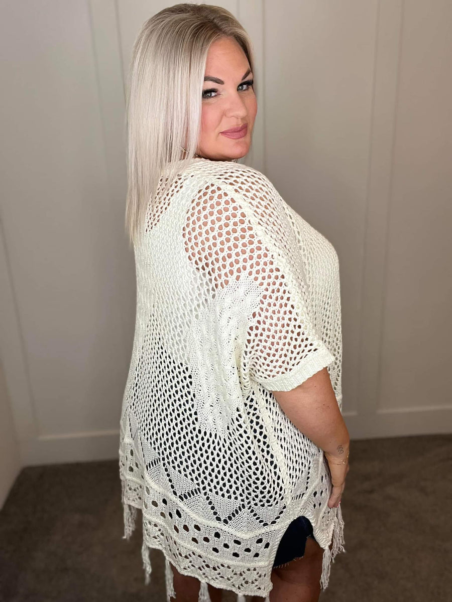 Mandy | Crochet Knit Cardigan | Cream