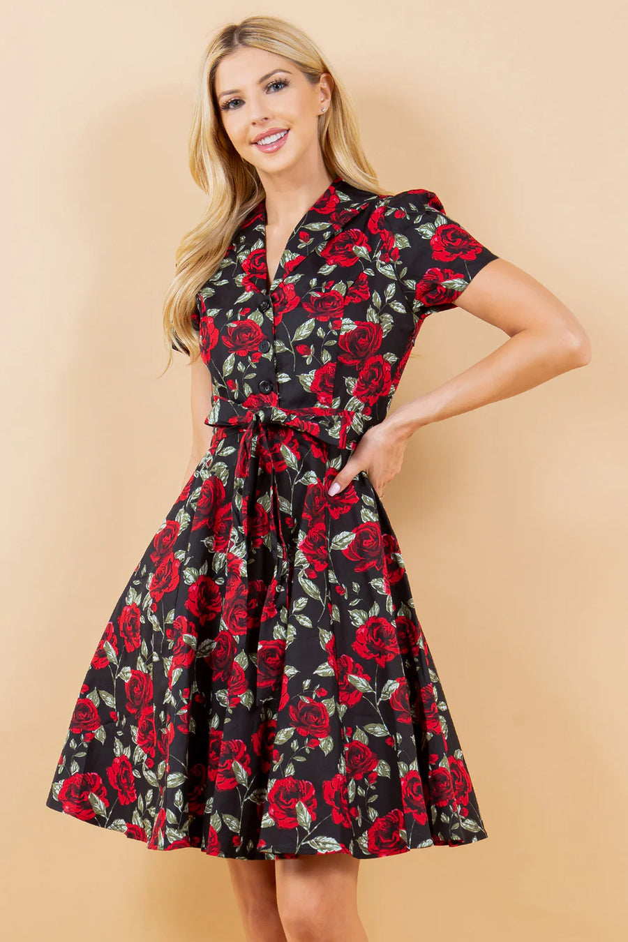Thora | Vintage Rose Fit and Flare Dress