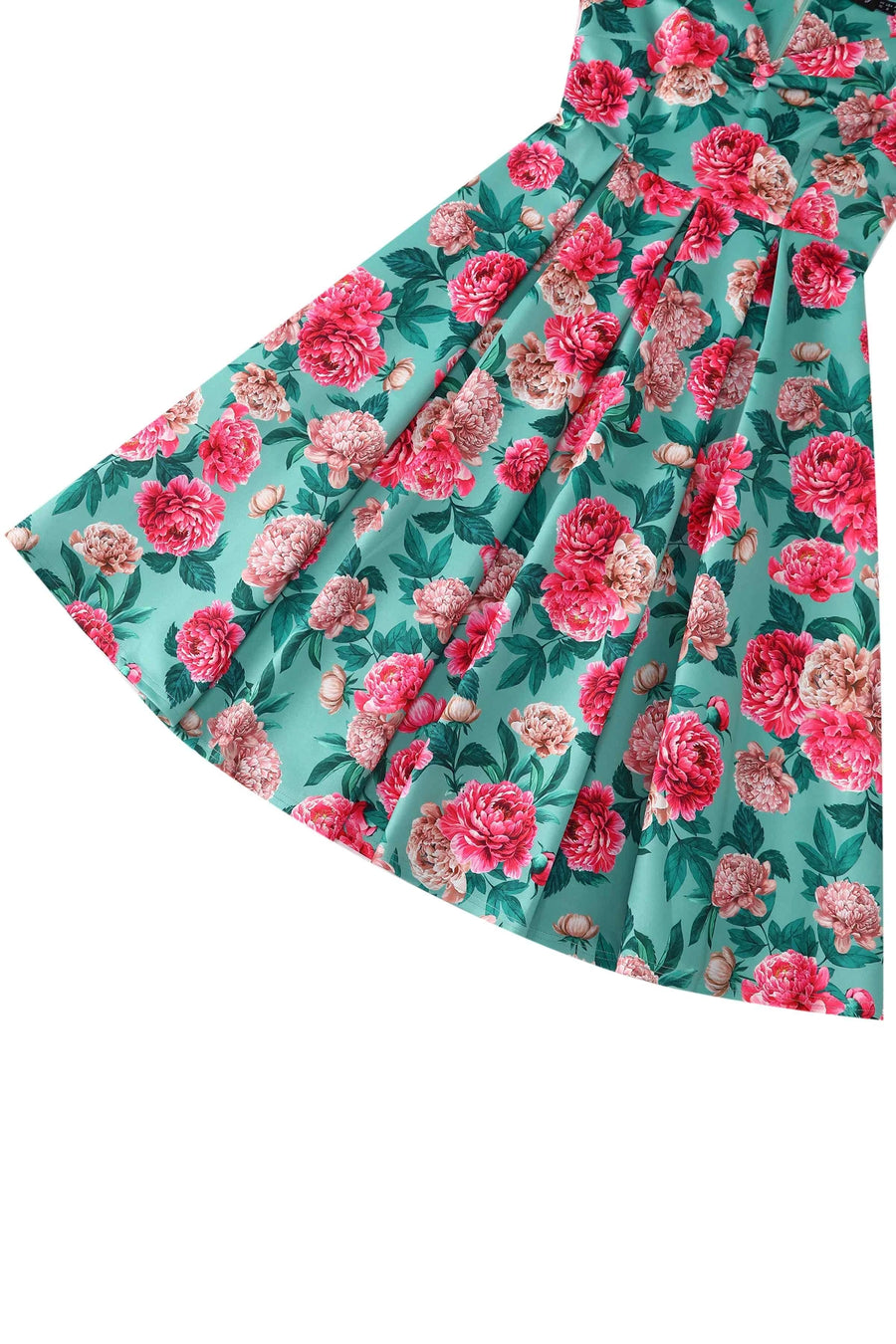 Lily | Pink Peony Off Shoulder Swing Dress | Mint Green
