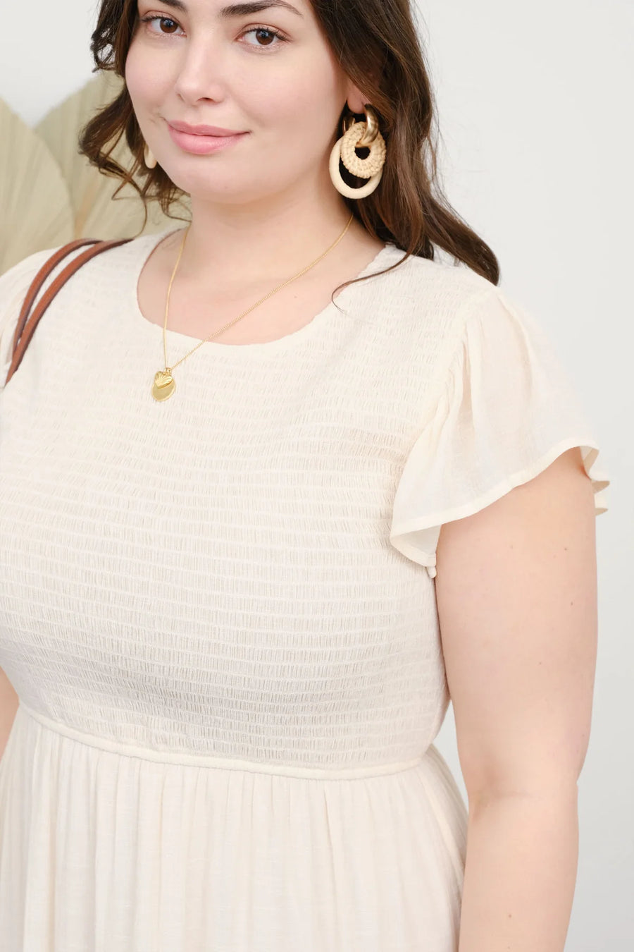 Abigail Smocked Tiered Midi Dress | Champagne