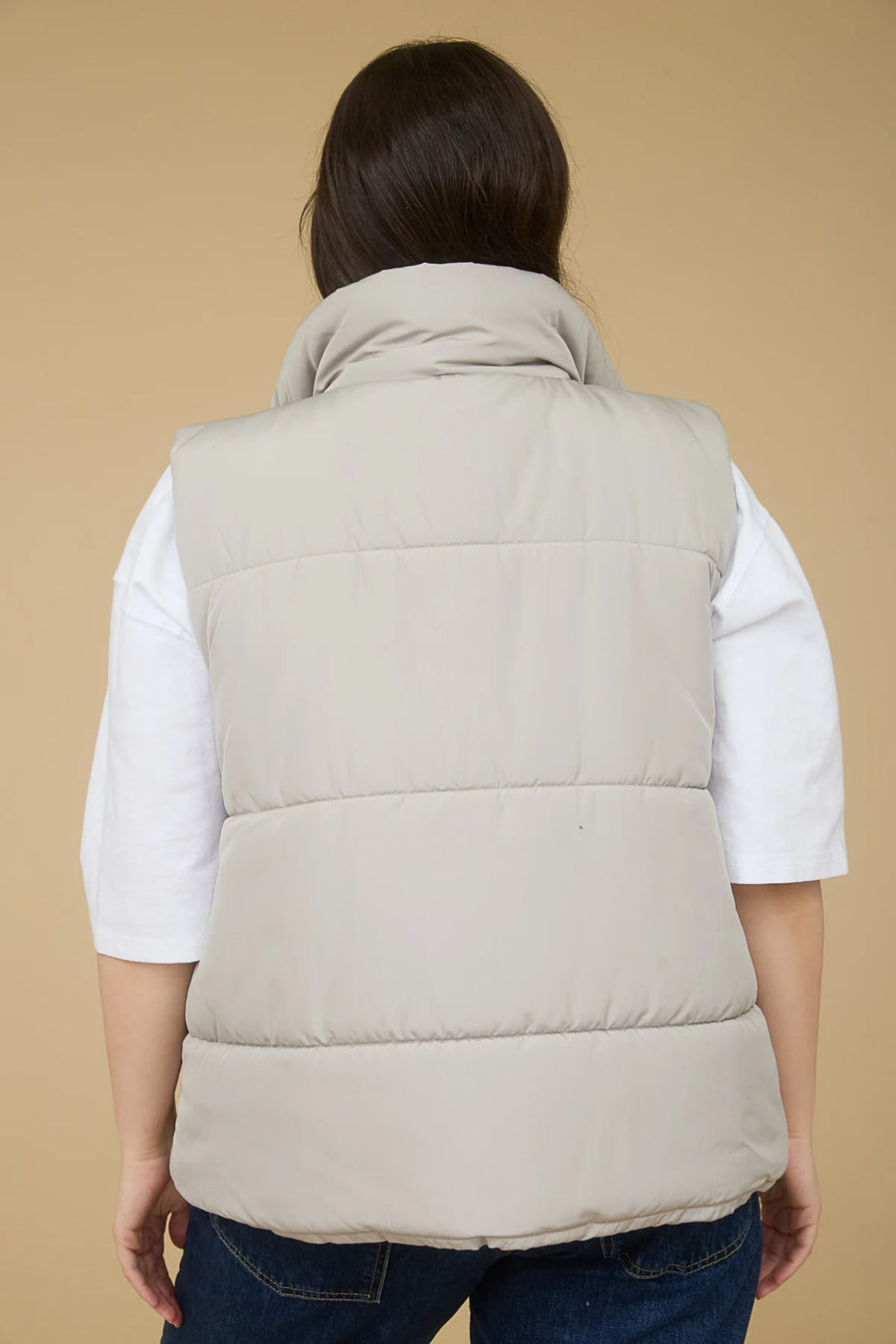 Harbour Mist | Zip Up Puffer Vest | Cement