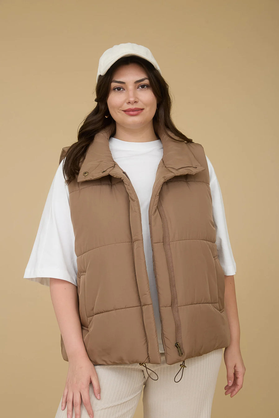 Harbour Mist | Zip Up Puffer Vest | Cocoa