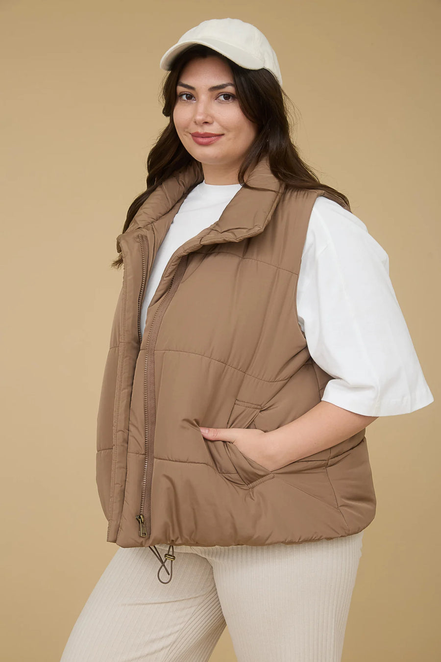 Harbour Mist | Zip Up Puffer Vest | Cocoa