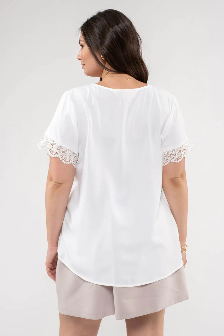 Stella Button Front Lace Sleeve Top | White *FINAL SALE*