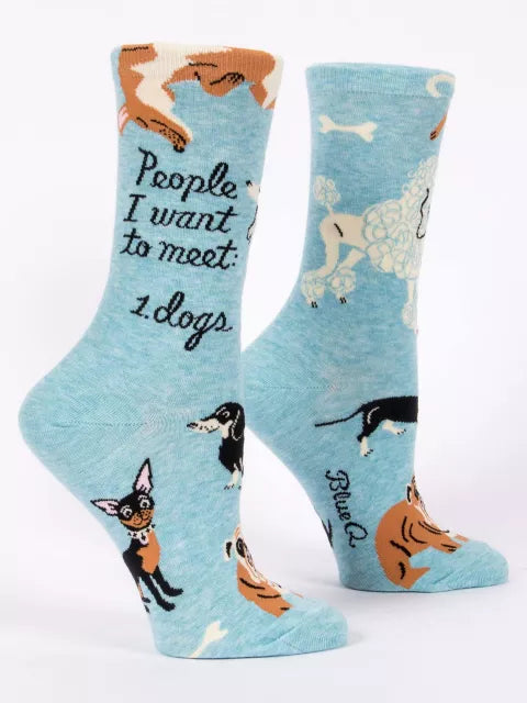 People I Want To Meet: Dogs | Women's Crew Socks | Blue Q