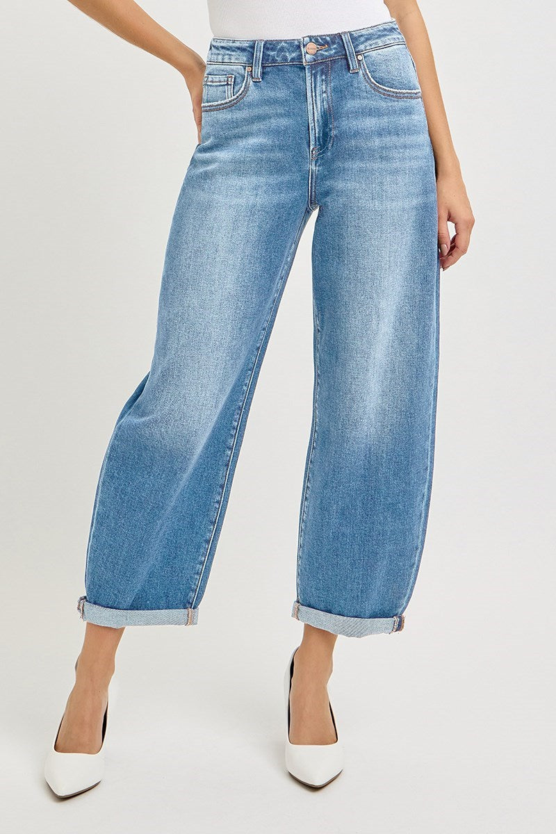 Hailey High Rise Crop Barrel Jeans