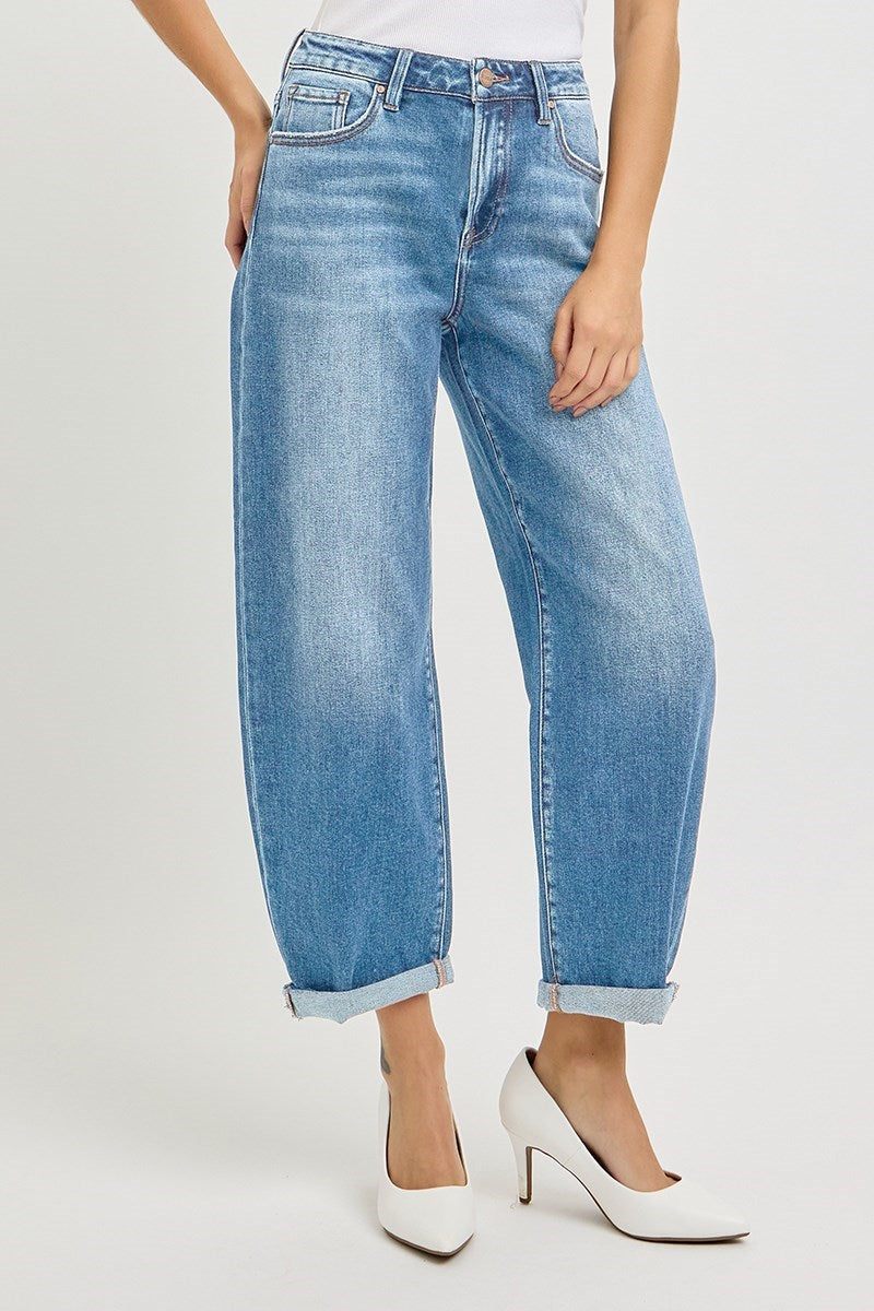 Hailey High Rise Crop Barrel Jeans