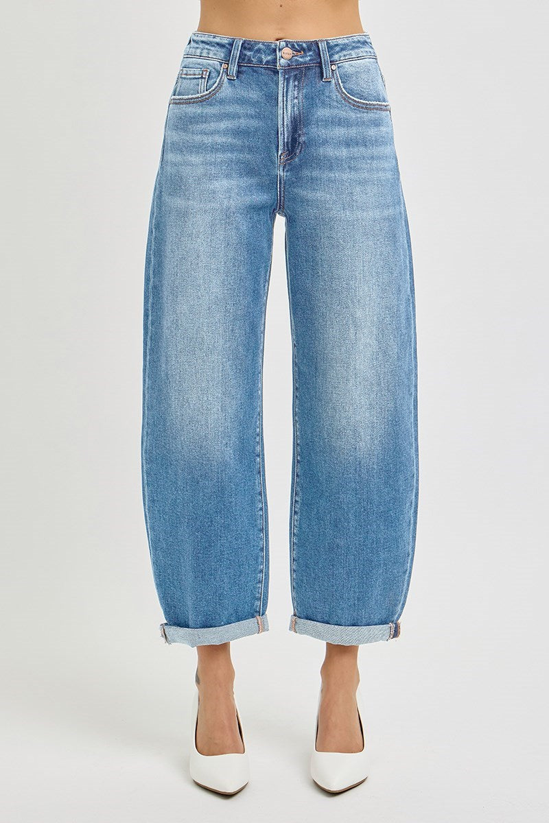 Hailey High Rise Crop Barrel Jeans