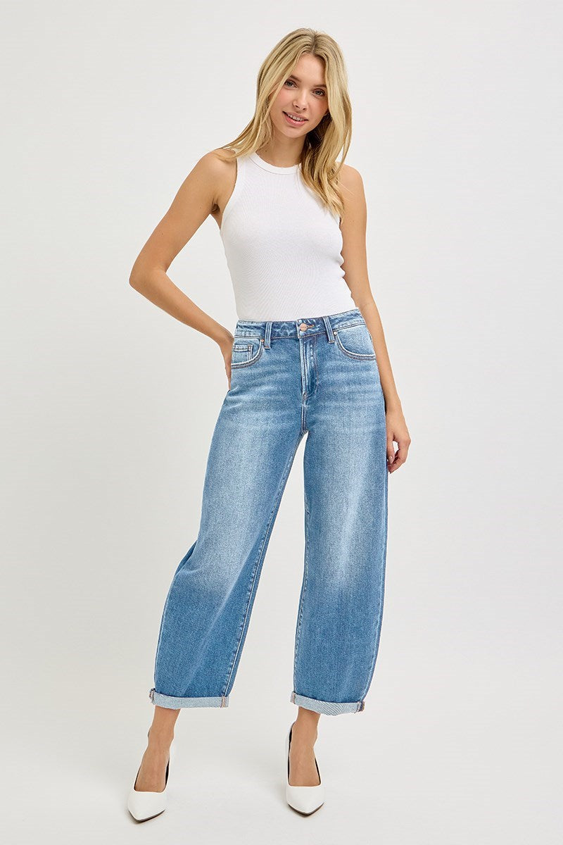 Hailey High Rise Crop Barrel Jeans