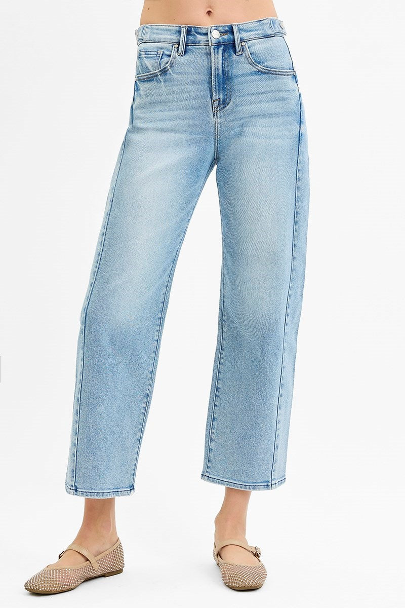 Kylie High Rise Adjustable Crop Barrel Jeans