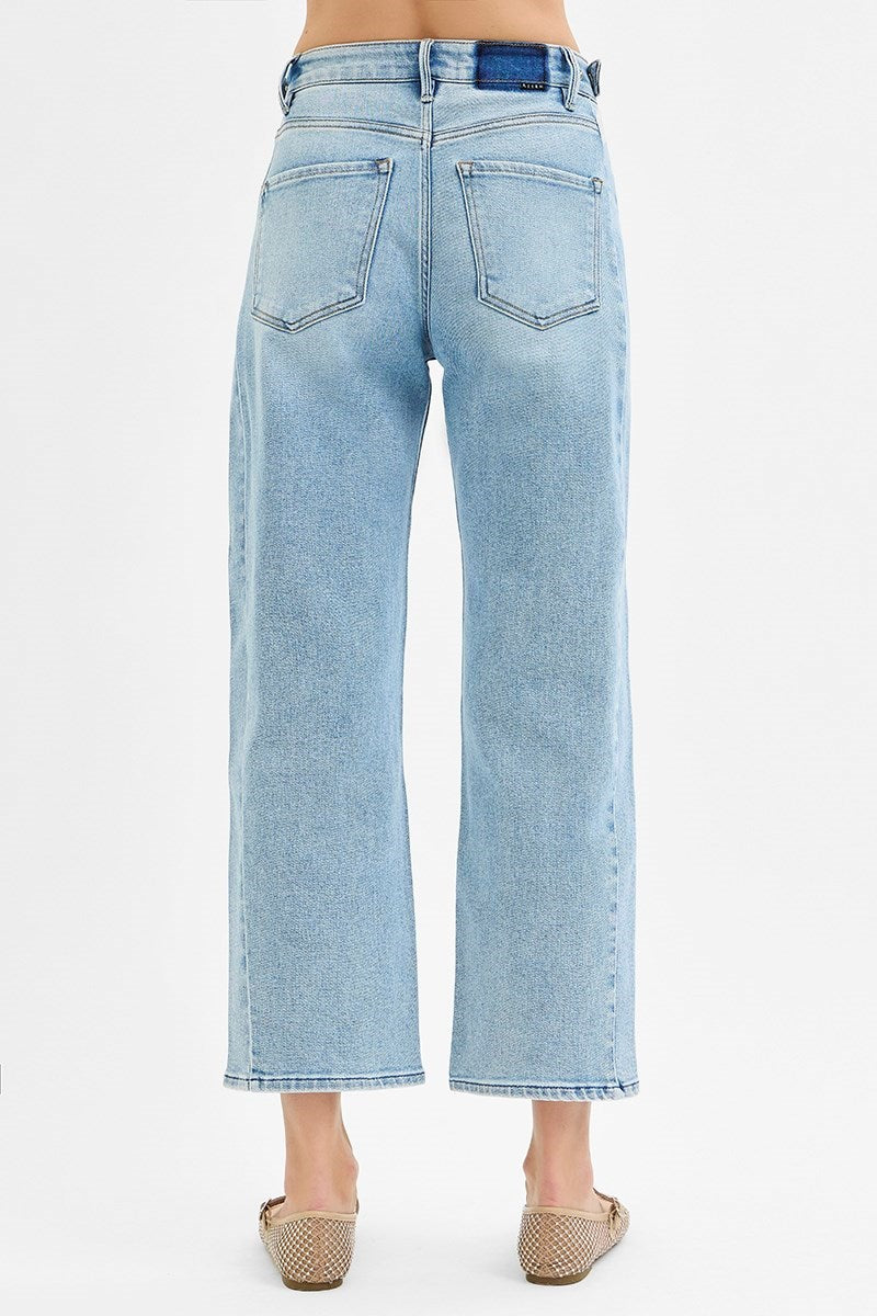 Kylie High Rise Adjustable Crop Barrel Jeans
