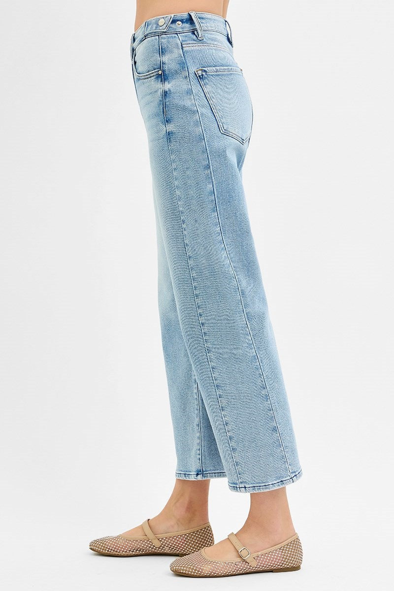 Kylie High Rise Adjustable Crop Barrel Jeans