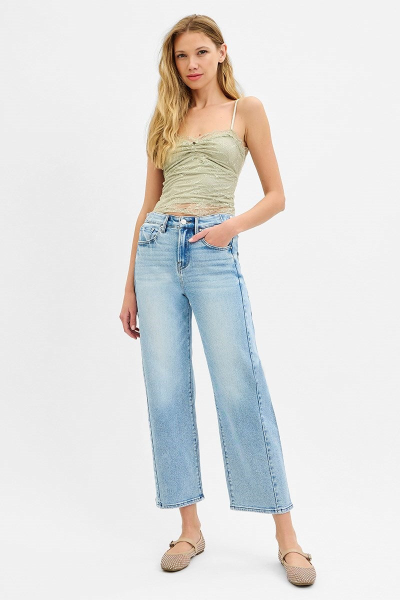 Kylie High Rise Adjustable Crop Barrel Jeans