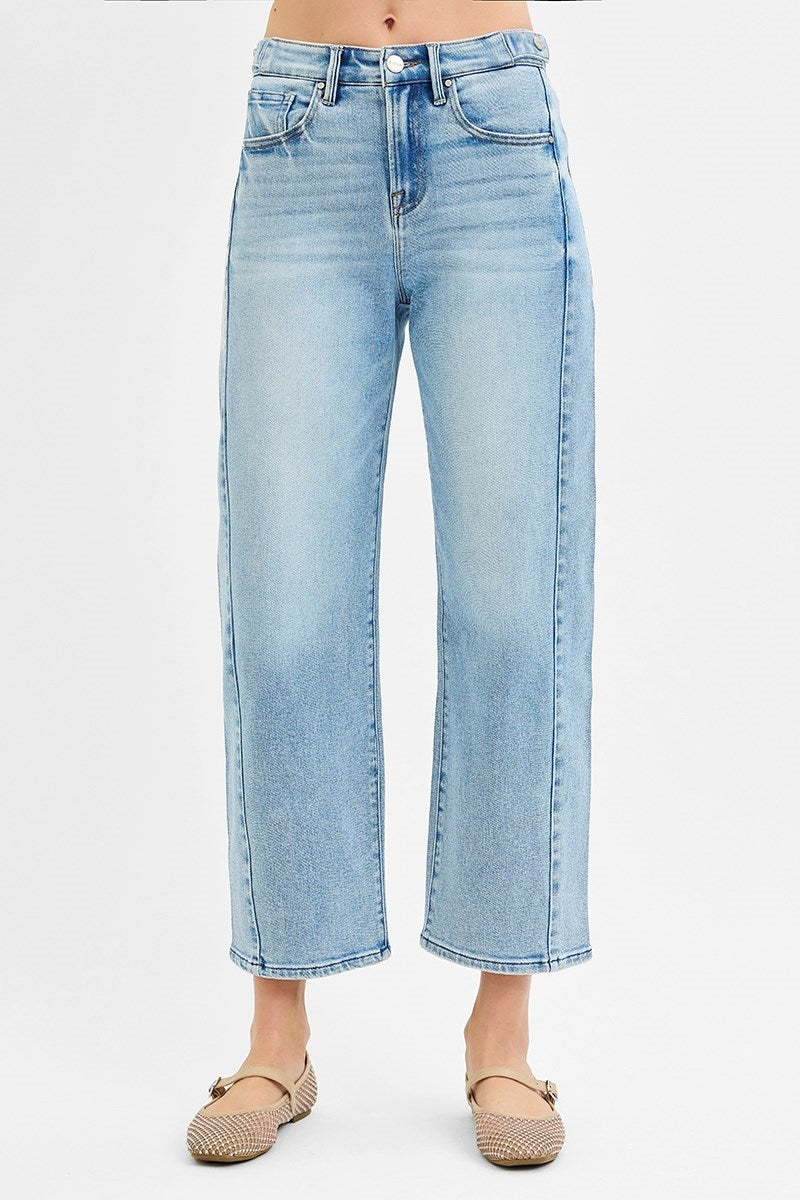 Kylie High Rise Adjustable Crop Barrel Jeans