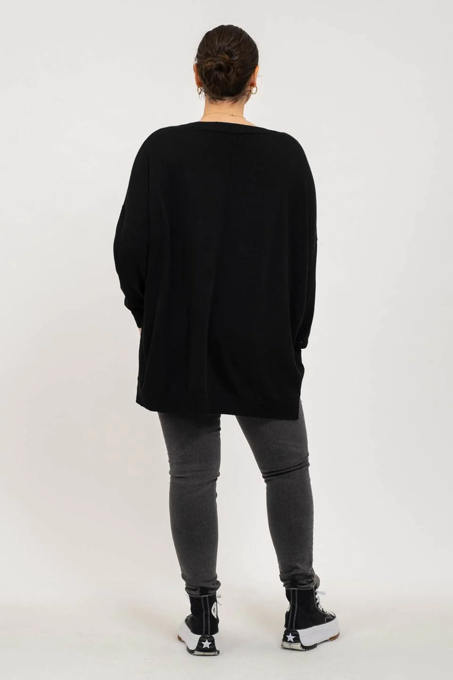 Evelyn Extended Shoulder Sweater | Black