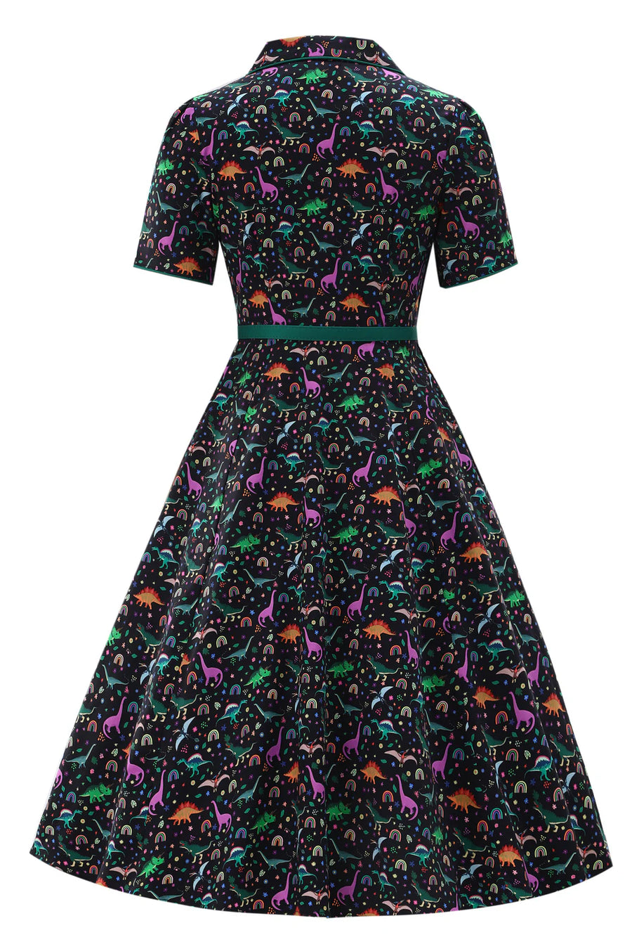 Penelope | Rockabilly Shirt Dress | Dino & Rainbow Print