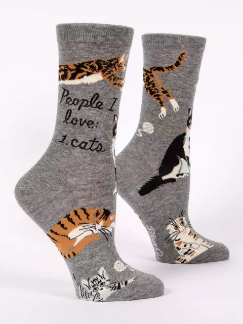 People I Love: Cats | Women's Crew Socks | Blue Q