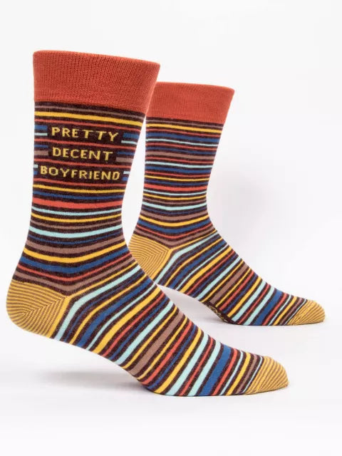 Pretty Decent Boyfriend | Men's Crew Socks | Blue Q