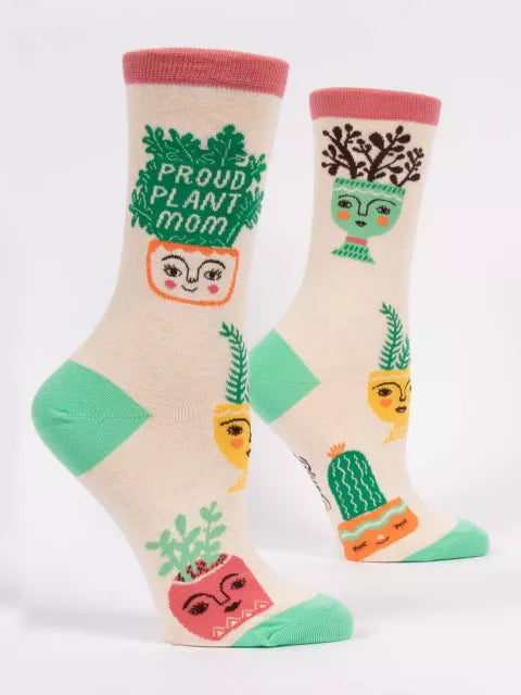 Proud Plant Mom | Women's Crew Socks | Blue Q