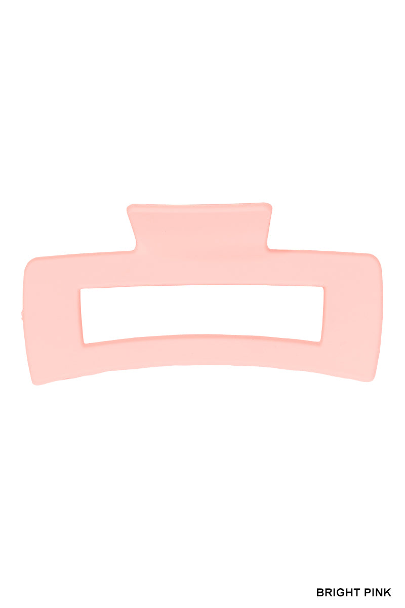 Rectangle Hair Claw Clip (4") | Bright Pink