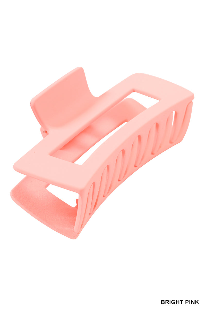 Rectangle Hair Claw Clip (4") | Bright Pink