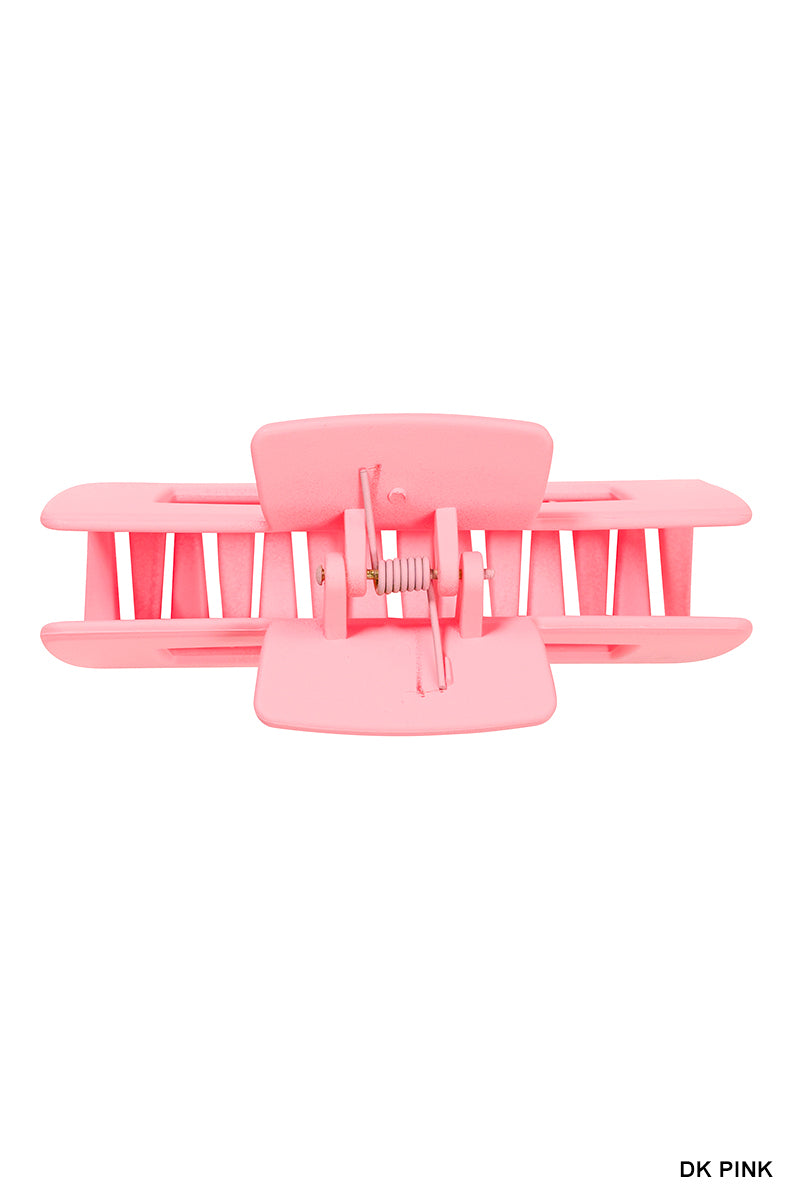Rectangle Hair Claw Clip (4") | Dk Pink