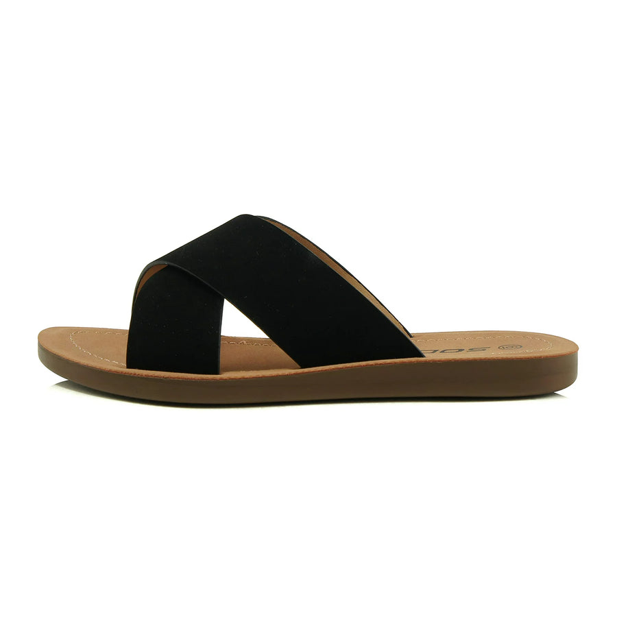 Reflect | Criss Cross Casual Slide Sandal | Black Nubuck *FINAL SALE*