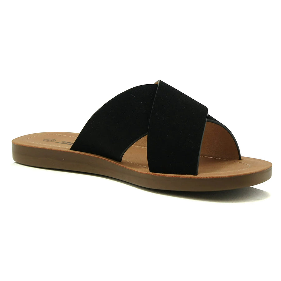 Reflect | Criss Cross Casual Slide Sandal | Black Nubuck *FINAL SALE*