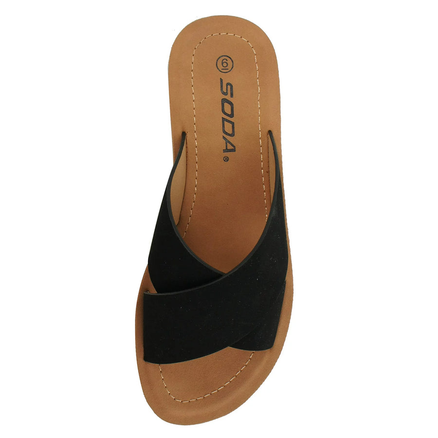 Reflect | Criss Cross Casual Slide Sandal | Black Nubuck *FINAL SALE*