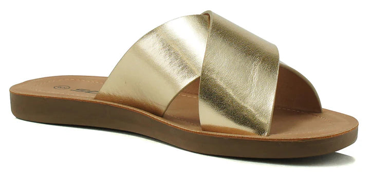 Reflect | Criss Cross Casual Slide Sandal | Gold Metallic *FINAL SALE*