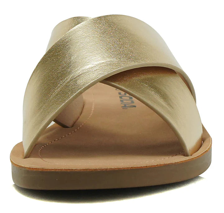 Reflect | Criss Cross Casual Slide Sandal | Gold Metallic *FINAL SALE*