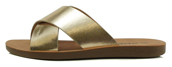 Reflect | Criss Cross Casual Slide Sandal | Gold Metallic *FINAL SALE*