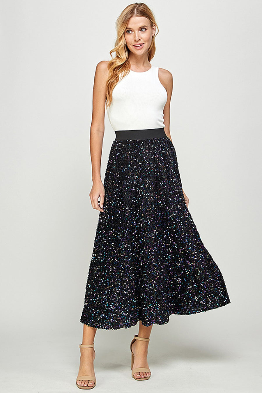 Make The Whole Place Shimmer Maxi Skirt