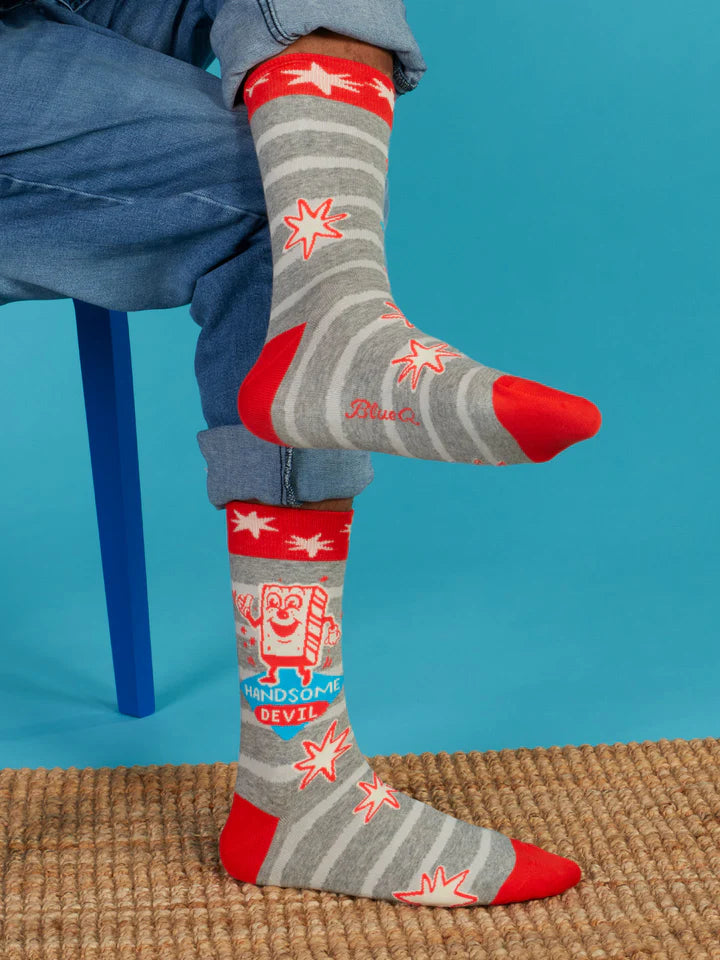 Handsome Devil | Men's Crew Socks | Blue Q