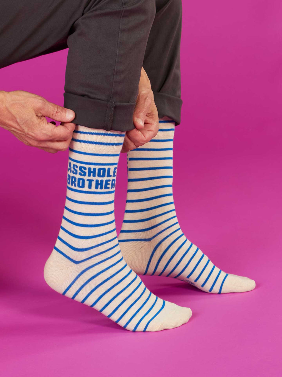 A*shole Brother | Men's Crew Socks | Blue Q
