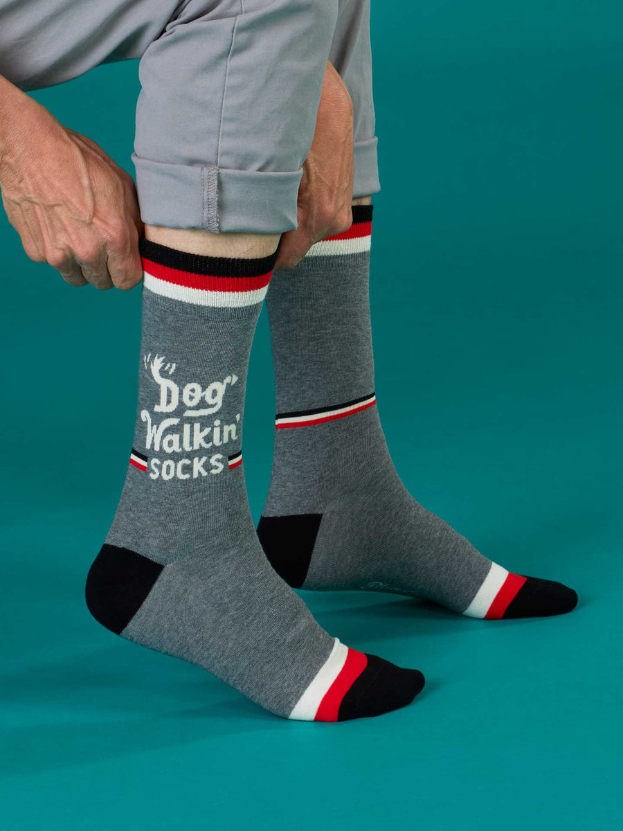 Dog Walkin' | Men's Crew Socks | Blue Q