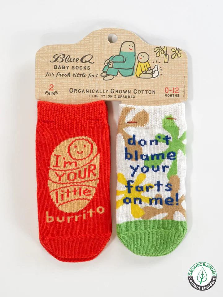 I'm Your Little Burrito/ Don't Blame Your Farts On Me | Baby Socks | Blue Q