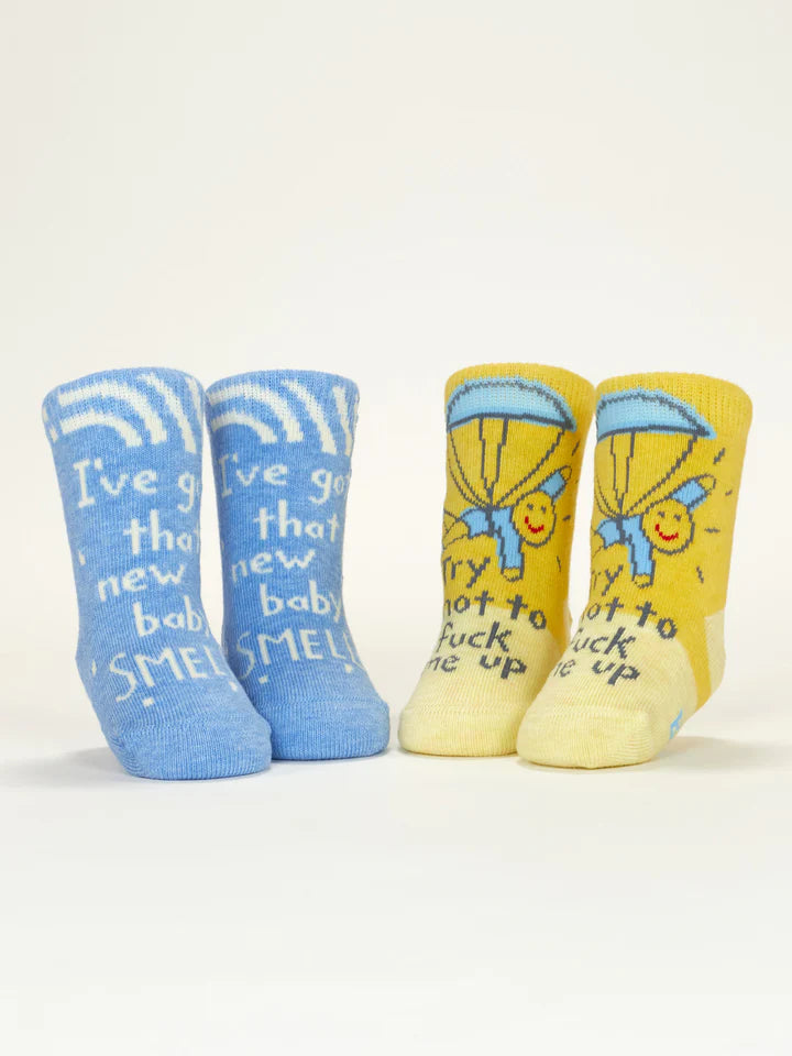 I've Got That New Baby Smell/ Try Not To F*ck Me Up | Baby Socks | Blue Q