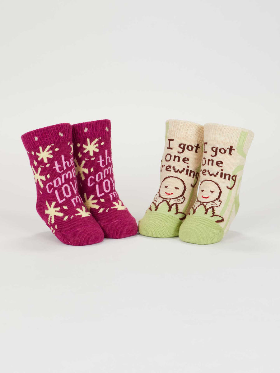 The Camera Loves Me/ I Got One Brewing | Baby Socks | Blue Q